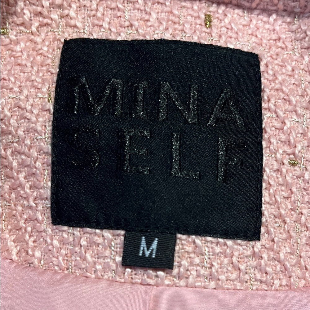 Mina Self Pink and Gold Speckled Double-Breasted Blazer, size medium - Picture 11 of 13